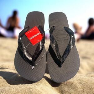 Havaianas Women’s Black Rubber Flip Flops Sandals Size 9/10 New With Tags
